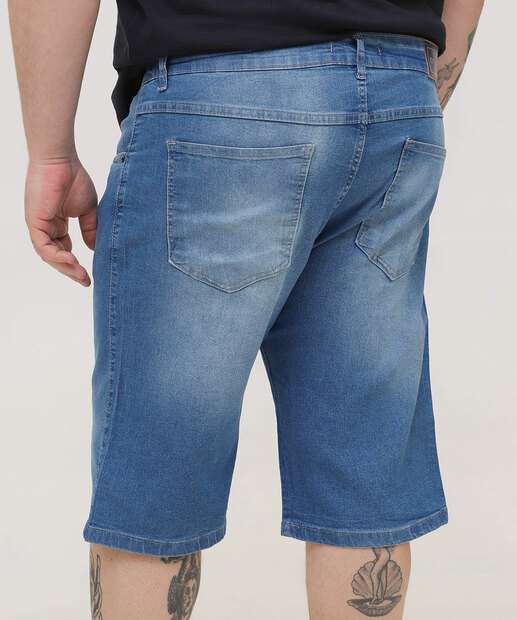 Bermuda Plus Size Masculina Jeans Reta Bolsos