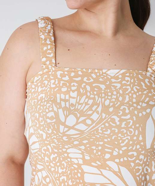 Blusa Plus Size Feminina Estampada Bege Marisa