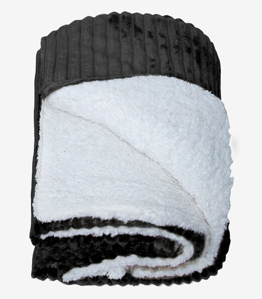 Manta de Microfibra Com Sherpa Casal Infinita Cor Preto