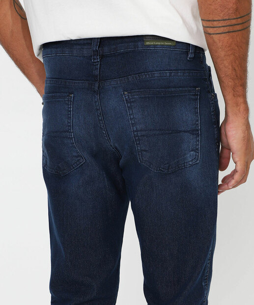 Calça Masculina Jeans Slim Bolsos Gangster Azul