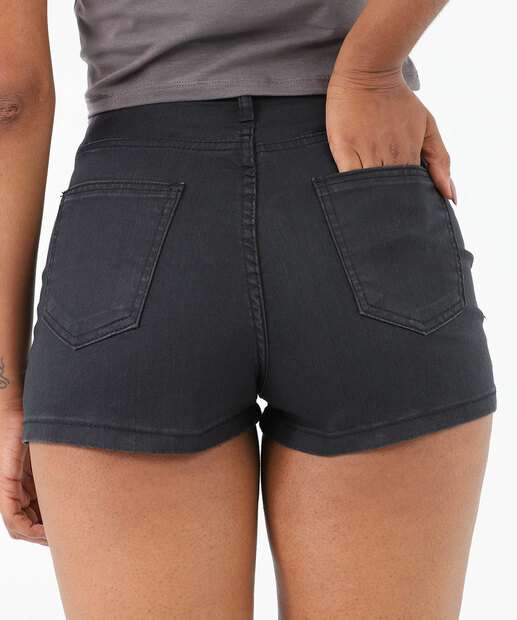 Short Feminino Boyfriend Uber Jeans Preto