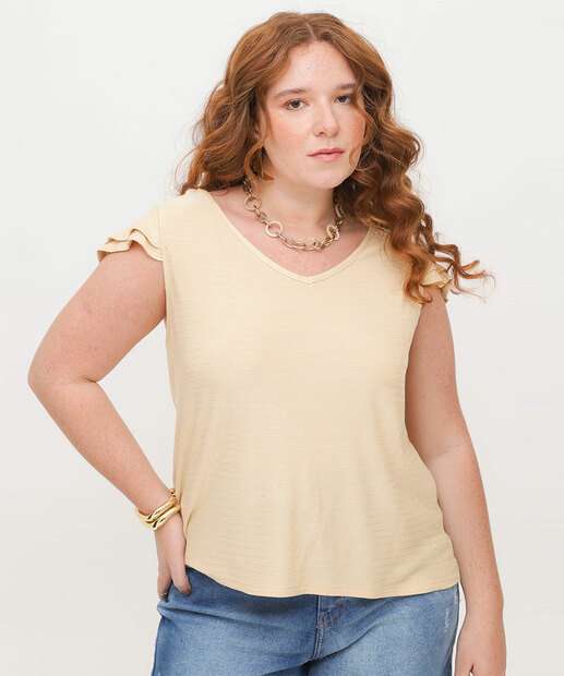 Blusa Plus Size Feminina Lurex Babados Marisa