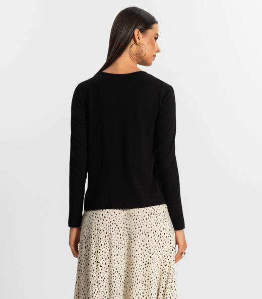 Blusa Manga Longa Feminina Rovitex Preto