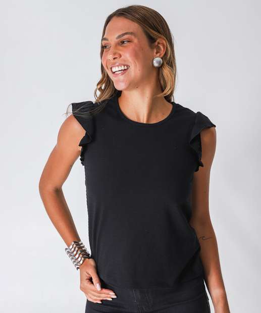 Image_Blusa Feminina Babados Sem Manga Marisa Preto