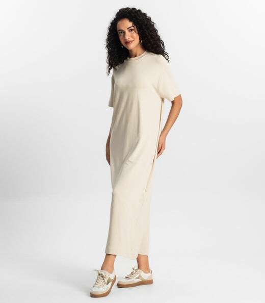 Vestido Midi Feminino Rovitex Bege