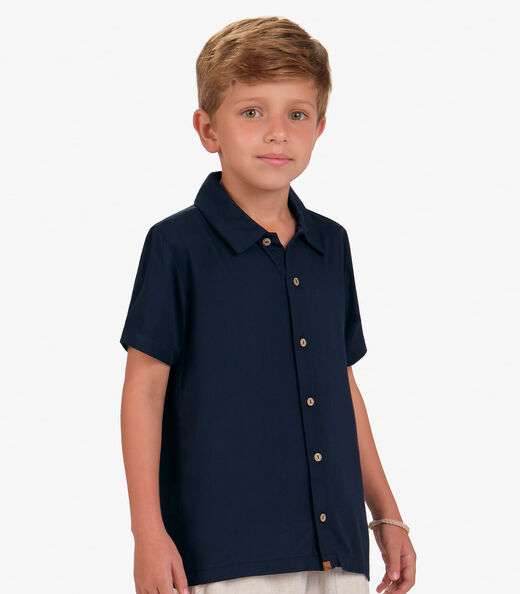 Camisa Viscose Sarjada Menino Trick Nick Azul