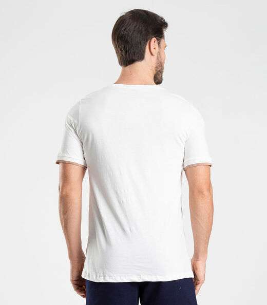 Camiseta Meia Malha Masculina Diametro Bege