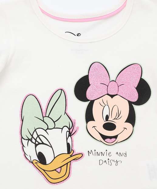 Blusa Infantil Minnie e Margarida Disney Tam 1 a 3 Off White