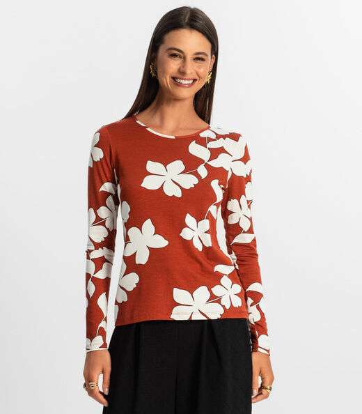 Blusa Manga Longa Feminina Rovitex Laranja