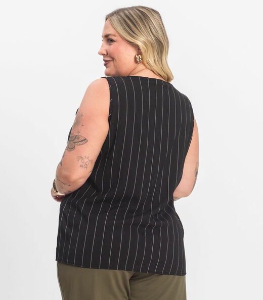 Regata Feminina Plus Size em Visco Secret Glam Preto