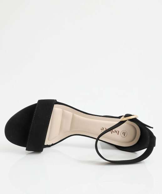 Sandália Feminina Salto Grosso Nobuck Bebecê Preto