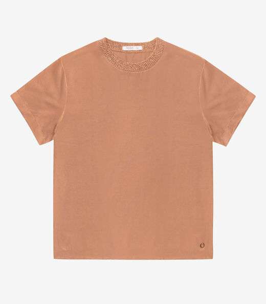 Blusa Acetinada Plus Size Secret Glam Marrom