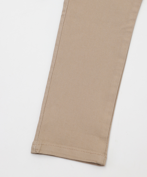 Calça Infantil Sarja Slim Bolsos Tam 4 a 8 Bege