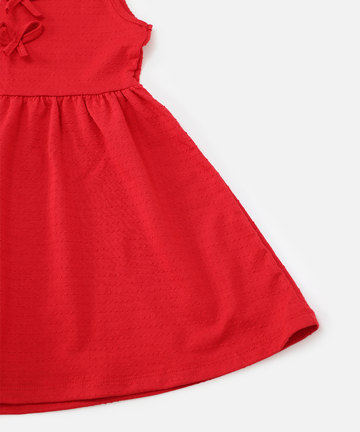 Vestido Infantil Textura Laços Marisa Tam 1 a 3 Vermelho