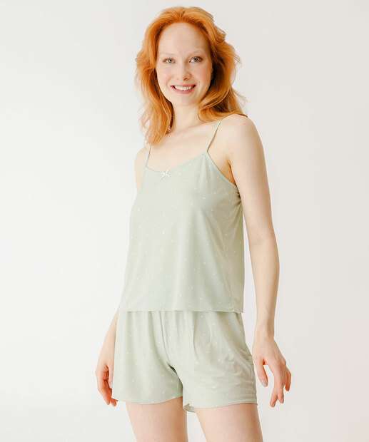 Baby Doll Liganete Estampa Poá Marisa Verde