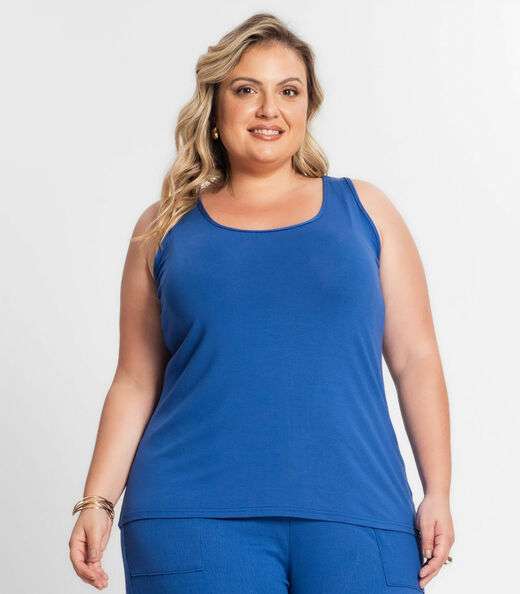 Regata Feminina Plus Size Secret Glam Azul
