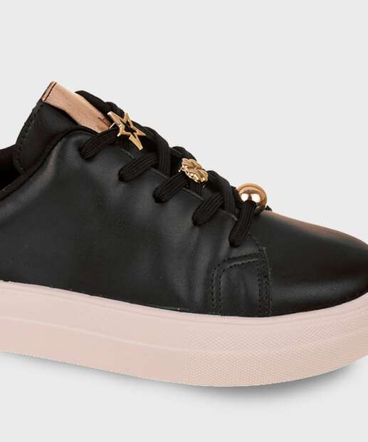 Tênis Casual Feminino Pingentes Bebecê Preto