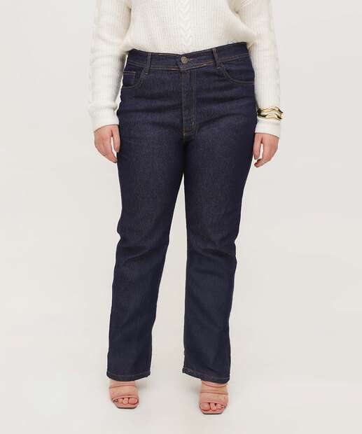 Calça Jeans Plus Size Feminina Reta