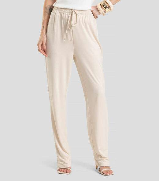 Calça Feminina em Visco Maquinetada Dianna Bege