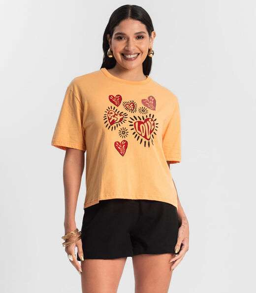 Image_Camiseta Feminina T- Shirt Meia Malha Rovitex Laranja