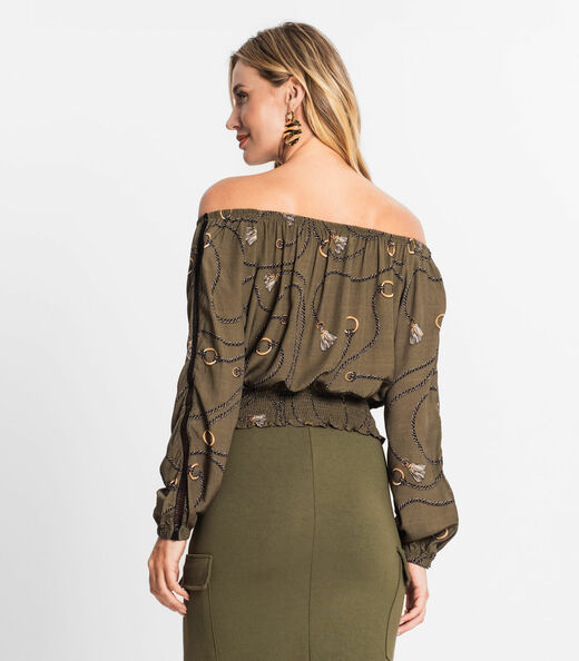 Blusa Feminina Ciganinha Manga Longa Endless Verde