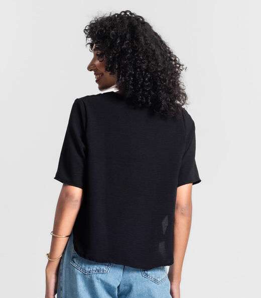 Blusa Feminina Manga Curta Rovitex Preto