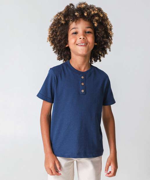 Conjunto Infantil Botões Marisa Tam 4 a 10 Azul