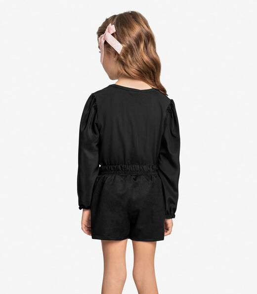 Conjunto Infantil Blusa Com Shorts Saia Trick Nick Preto