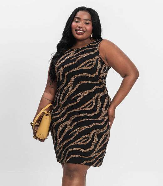Image_Vestido Plus Size Estampado Infinita Cor Preto