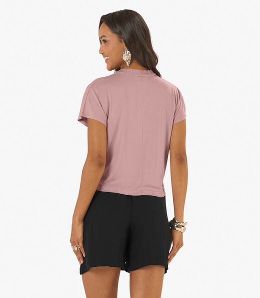 Blusa Feminina Viscotorcion Com Estampa Rovitex Rosa