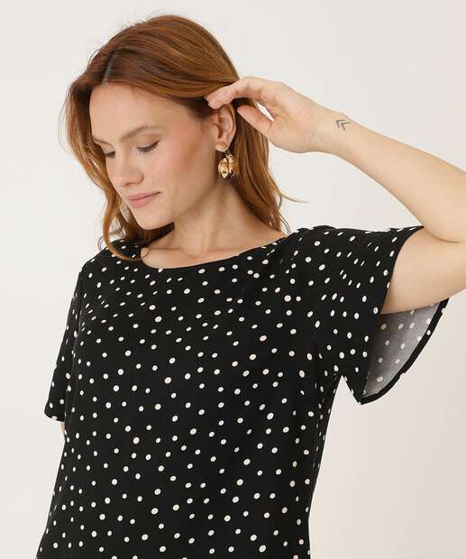 Vestido Feminino Curto Estampa Poá Marisa 
