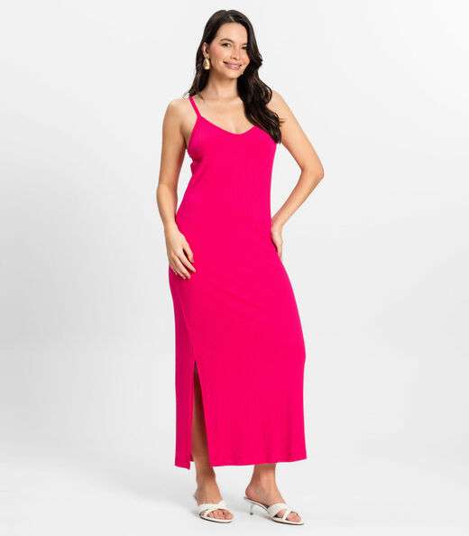 Image_Vestido Midi em Ribana Canelada Rovitex Rosa