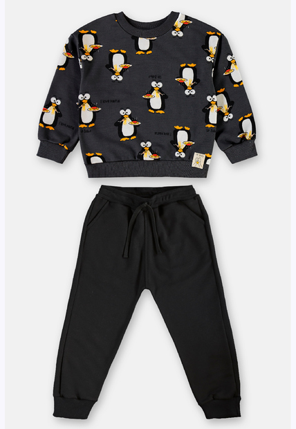 Conjunto Infantil Em Moletom Pinguim Up Baby