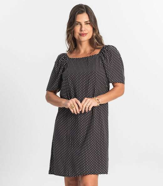 Vestido Feminino Estampado Select Preto