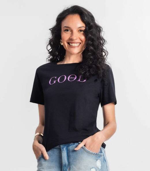 T-shirt Feminina Estampada Select Preto
