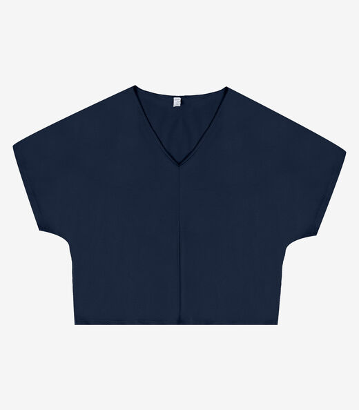 Blusa Feminina Com Decote Em V Infinita Cor Azul
