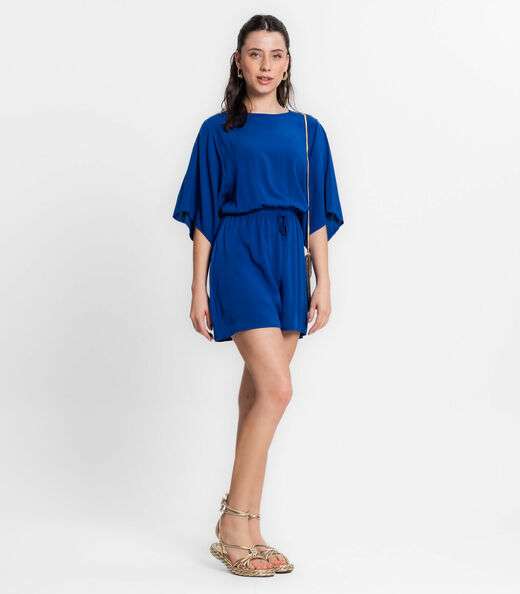 Macaquinho Feminino Viscose Infinita Cor Azul