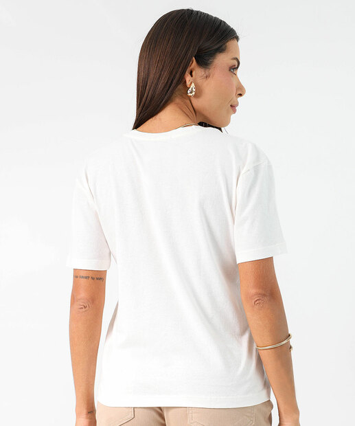 Blusa Feminina Estampa Paisley Manga Curta Marisa Off White