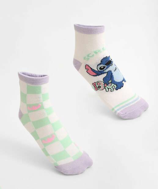 Image_Kit 2 Meias Infantil Estampa Stitch Disney Branco