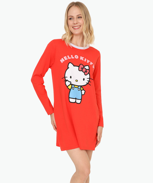 Image_Camisola Feminina Manga Longa Hello Kitty Vermelho