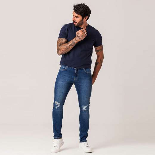Image_Calça Jeans Skinny Puídos Masculina Zune