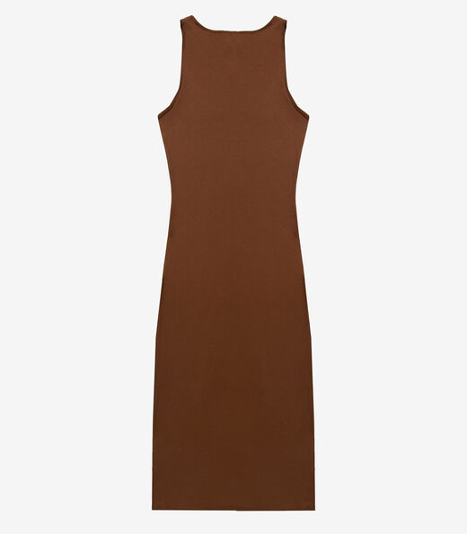 Vestido Midi Feminino Em Ribana Infinita Cor Marrom