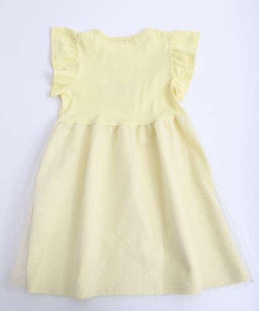 Vestido Infantil Frutas Tule Babado Marisa Tam 1 a 3 Amarelo