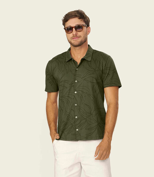 Image_Camisa Masculina Cotton Leve Estampada Diametro Verde