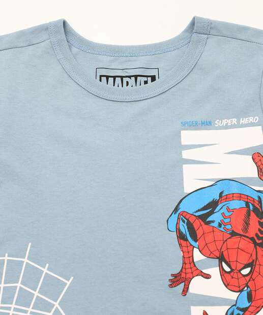 Camiseta Infantil Homem Aranha Marvel Tam 4 a 10 Azul