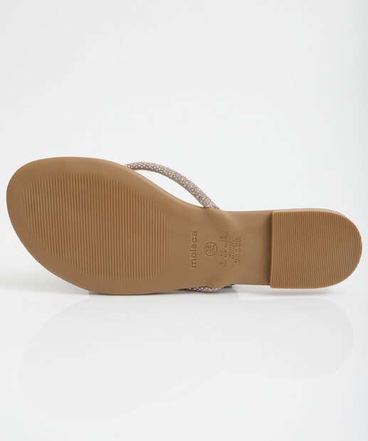 Rasteirinha Feminina Tiras Strass Moleca Bege