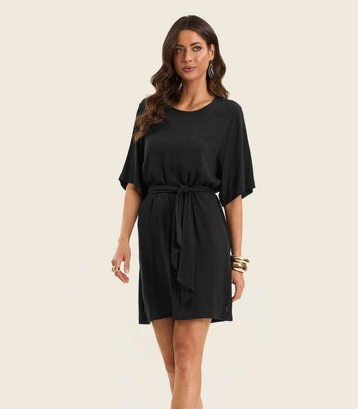 Vestido Curto Feminino Com Cinto Endless Preto