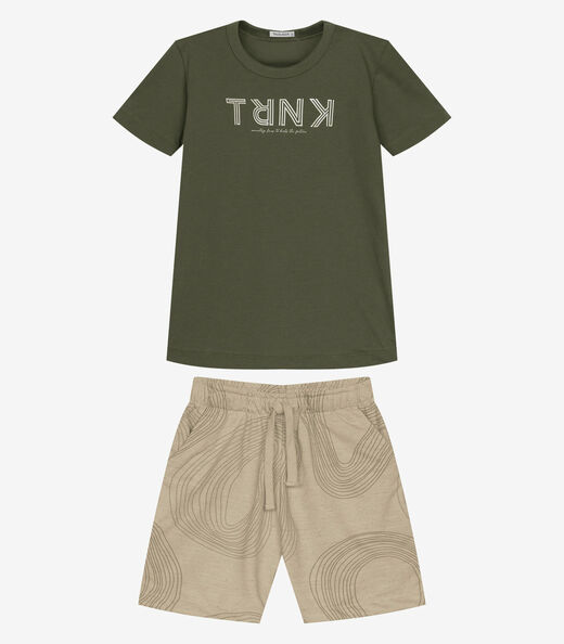 Conjunto Camiseta Com Bermuda Trick Verde