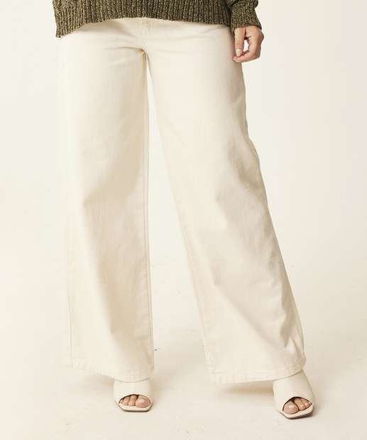 Calça Wide Leg Feminina Sarja Marisa