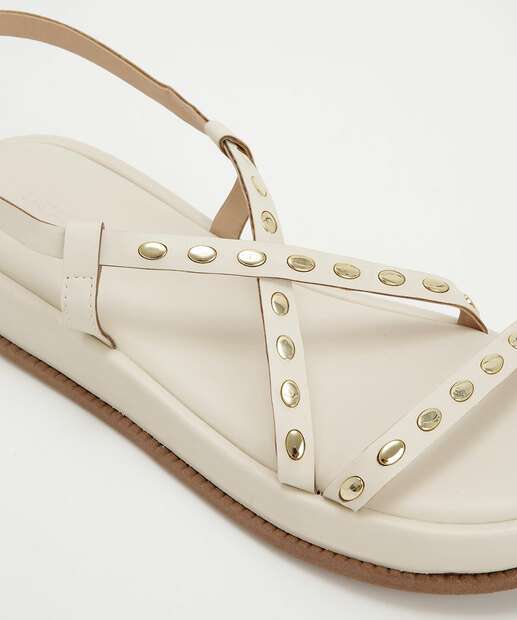 Sandália Flatform Feminina Tiras Tachas Renata Mello